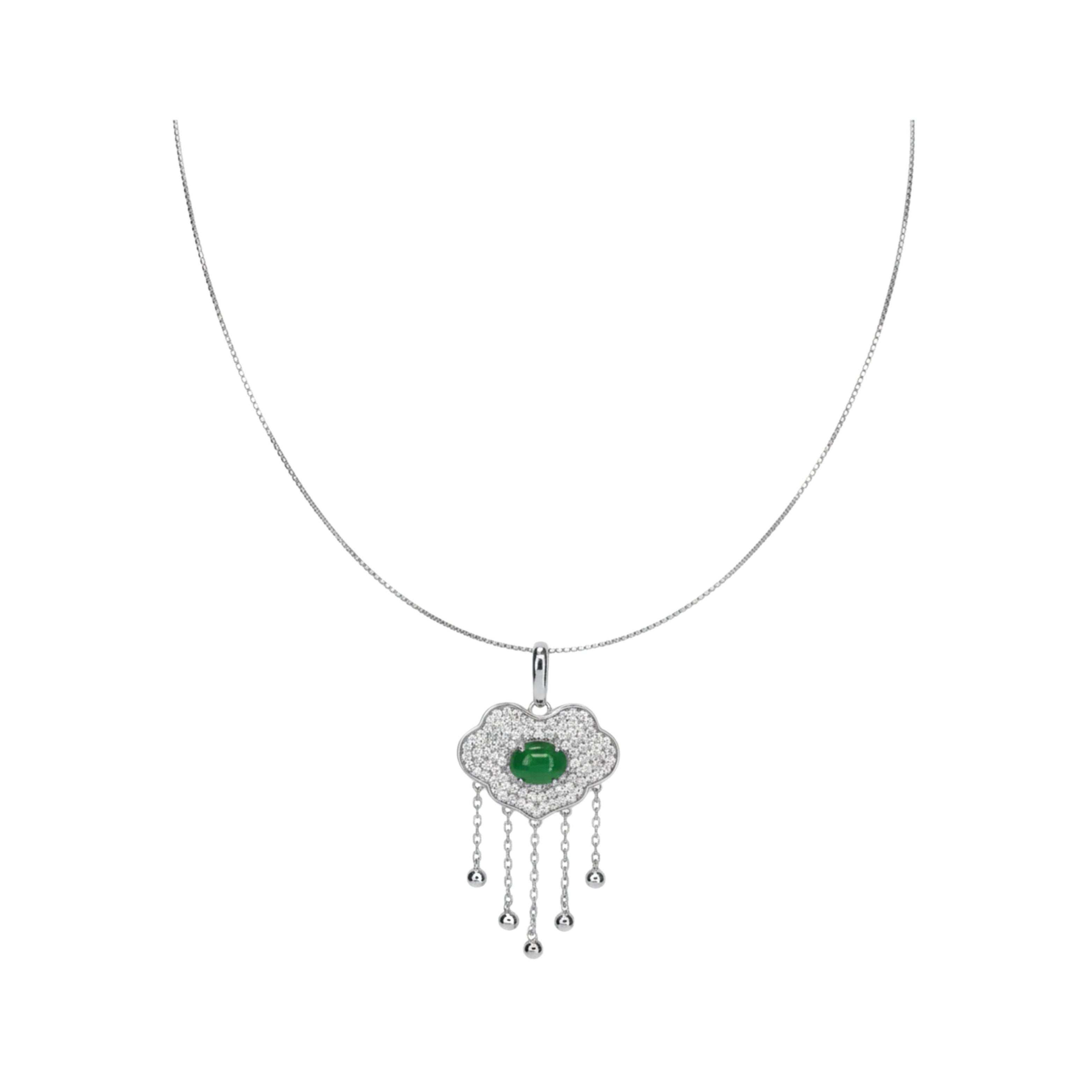Silver Omega Chain Cloud Pendant