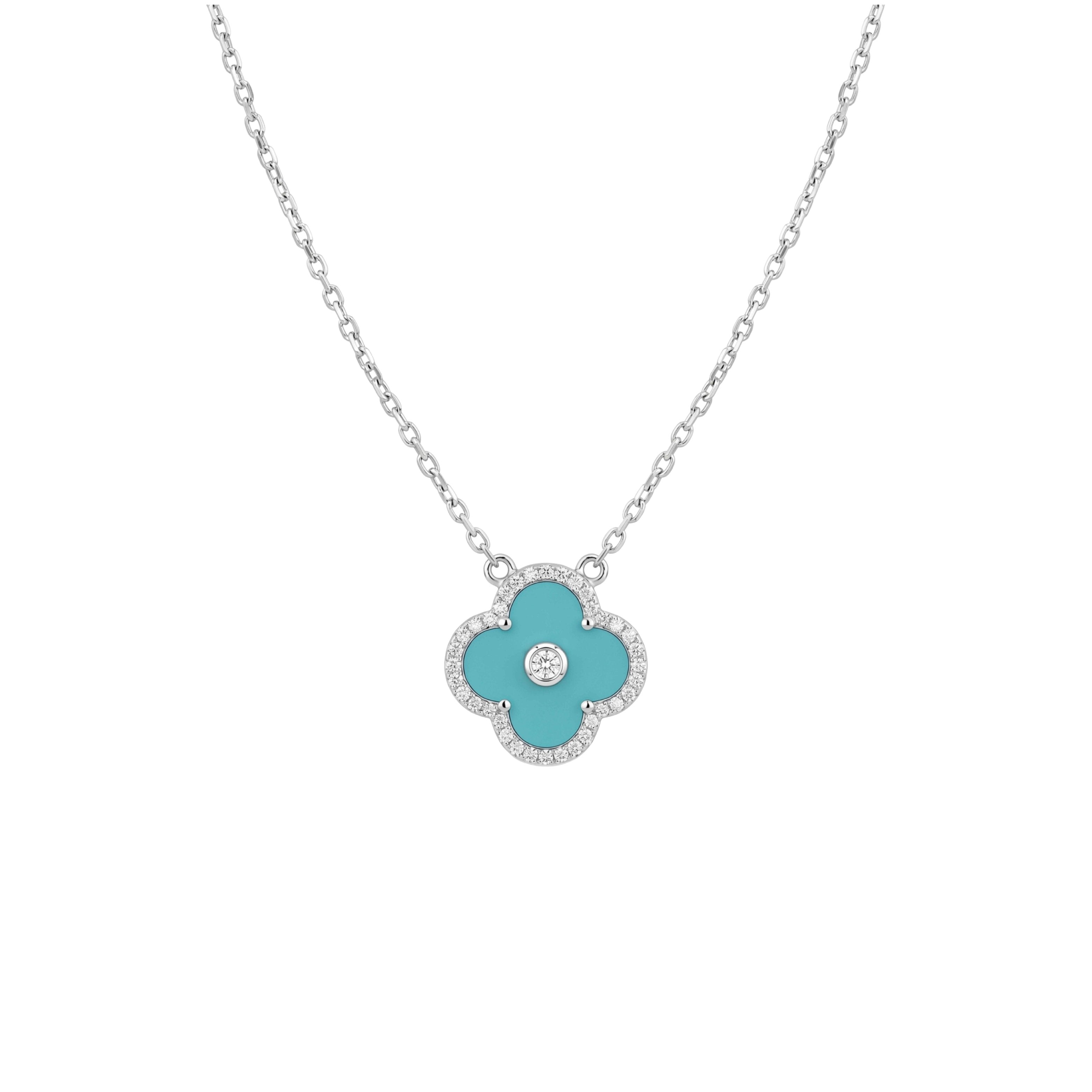 Silver Turquoise Clover Pendant