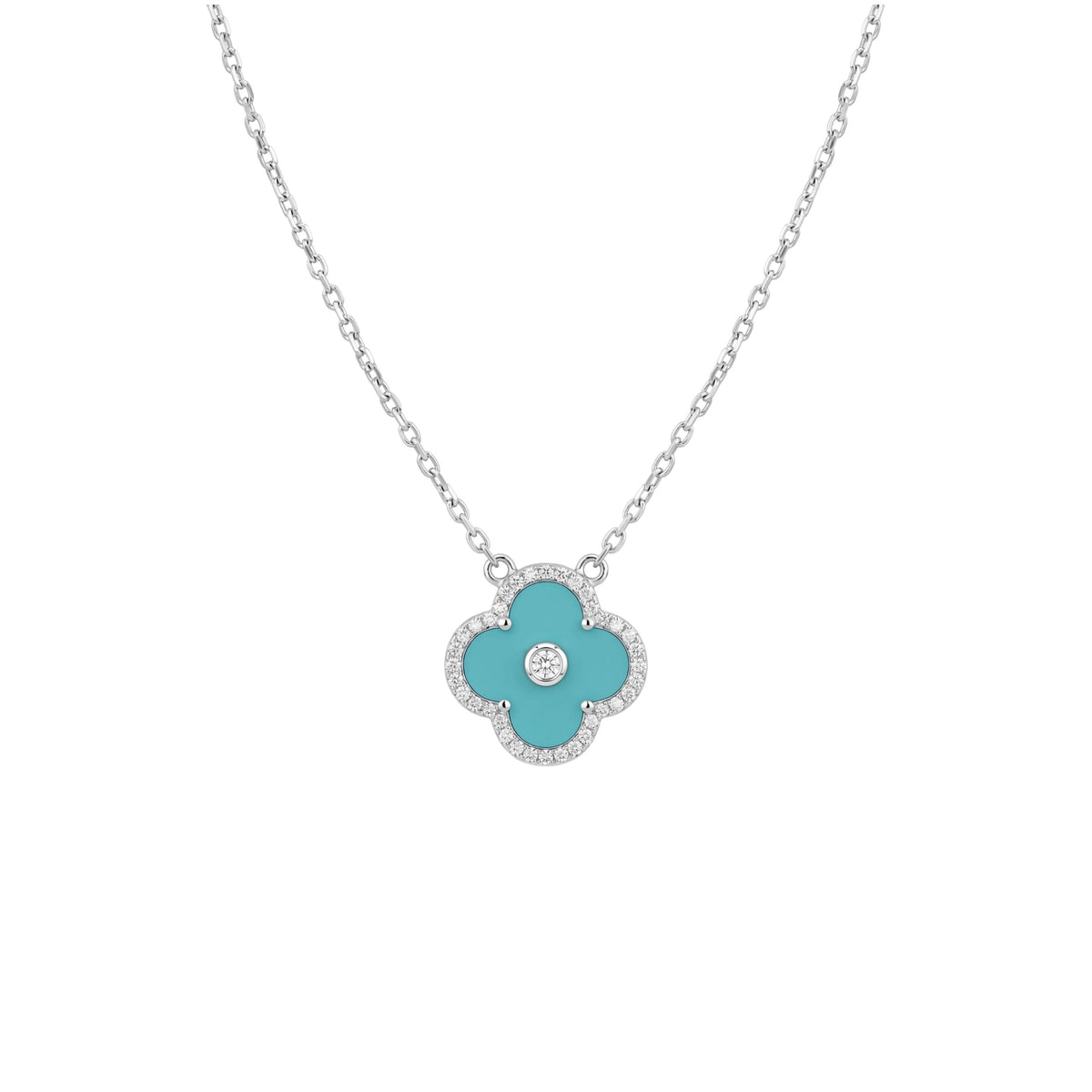 Silver Turquoise Clover Pendant