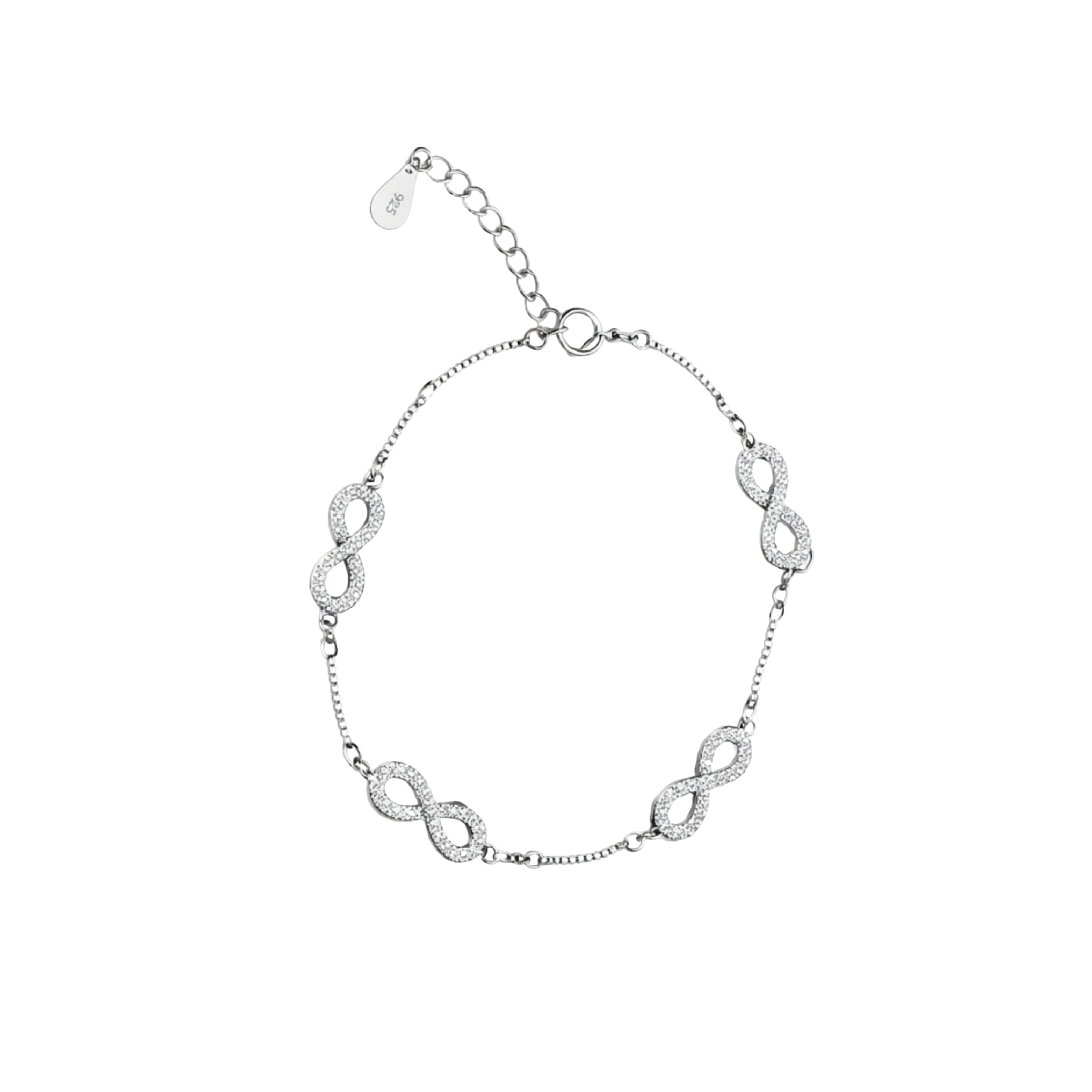 Silver Multi infinity Box chain Bracelet for her