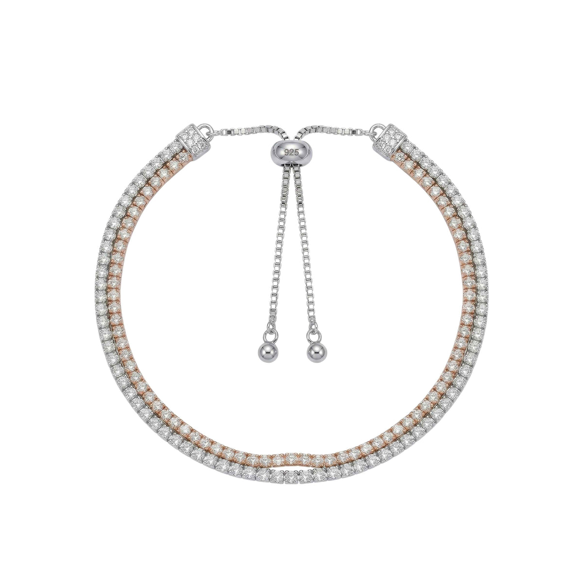 Silver Dual-Tone Pave Slider Bracelet For Her