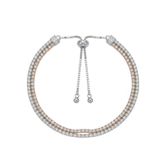 Silver Dual-Tone Pave Slider Bracelet For Her