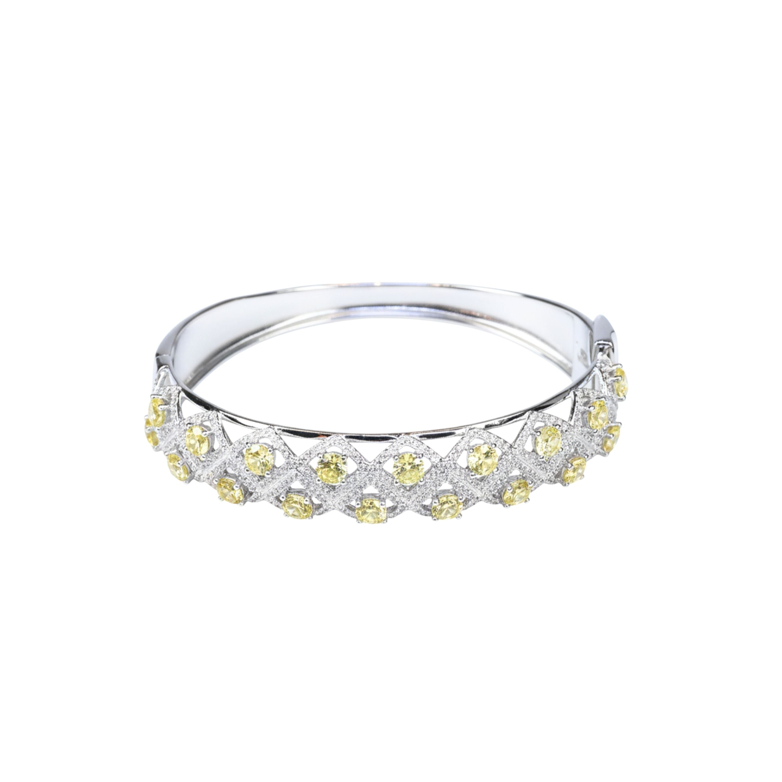 Silver Lattice Yellow Bracelet For Her