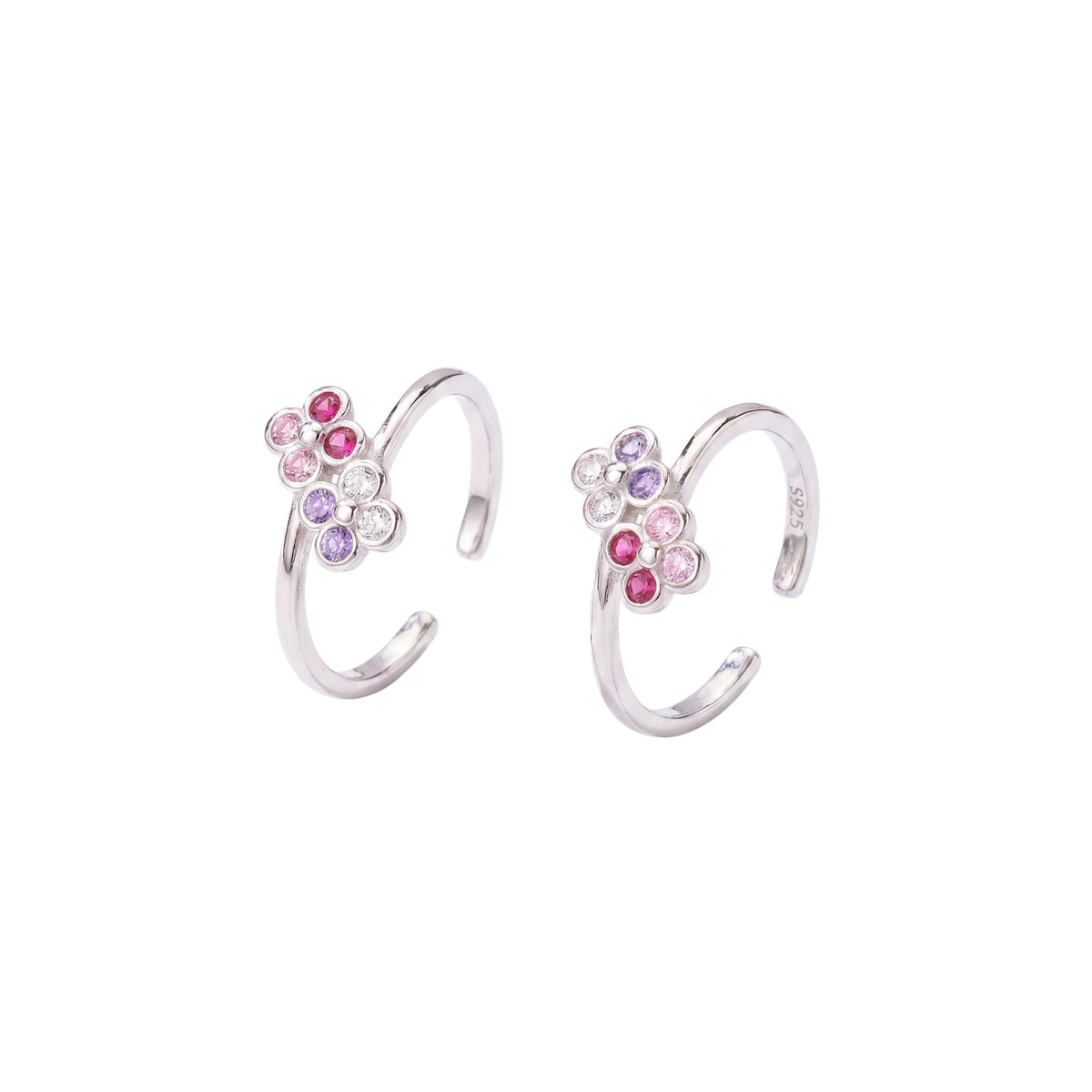 Silver Colourful Blossom Toe Ring