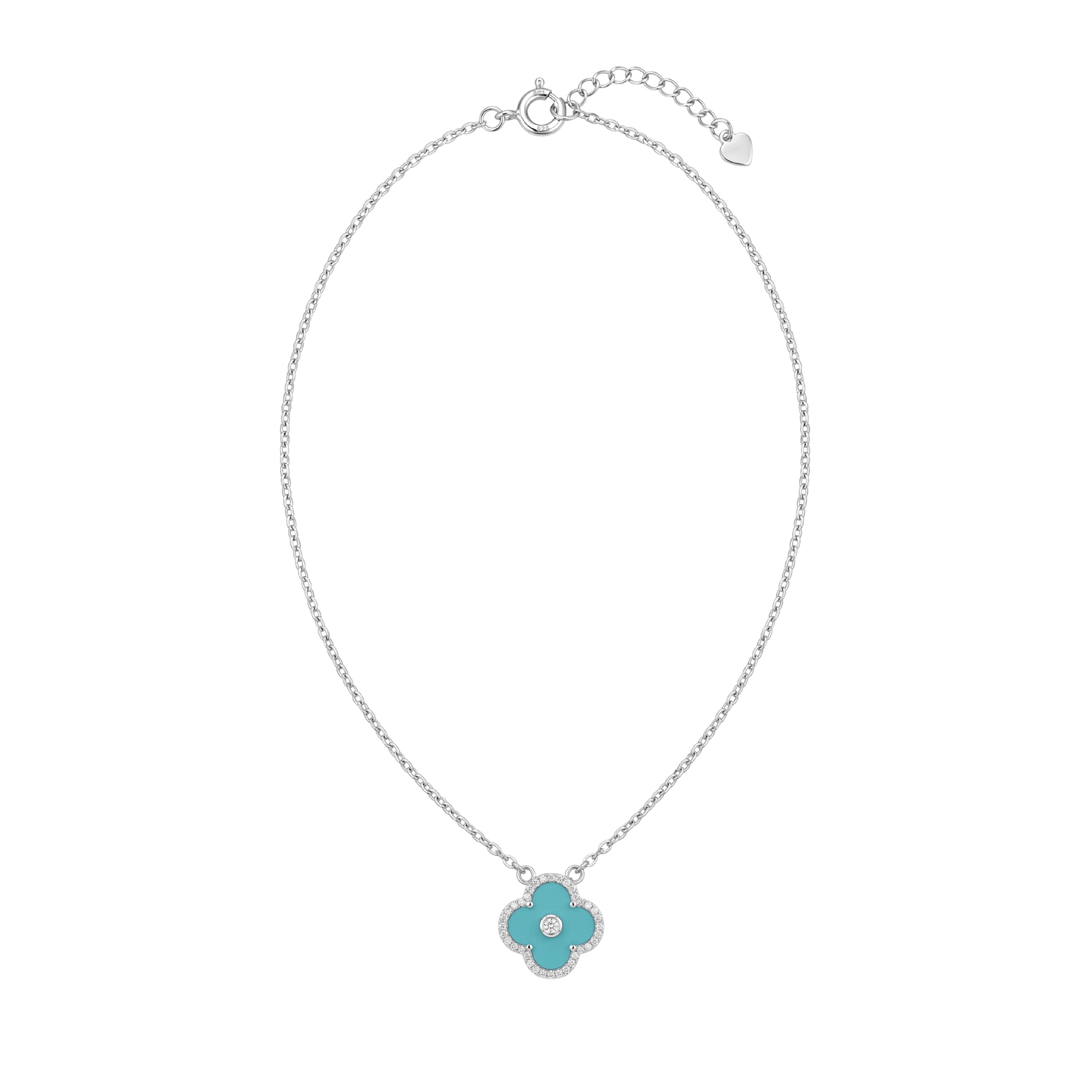 Silver Turquoise Clover Pendant