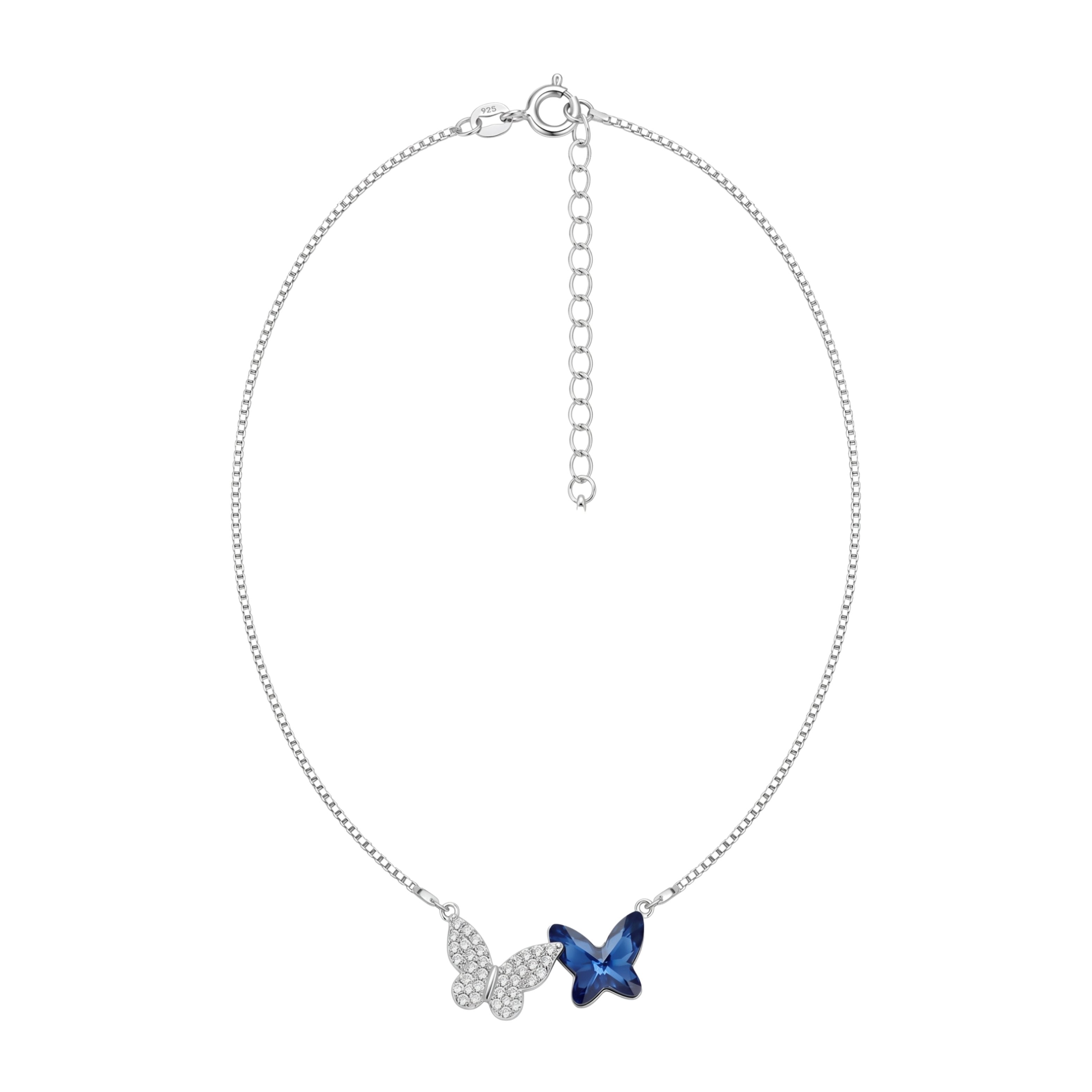 Silver Sparkling Dual Butterfly Pendant