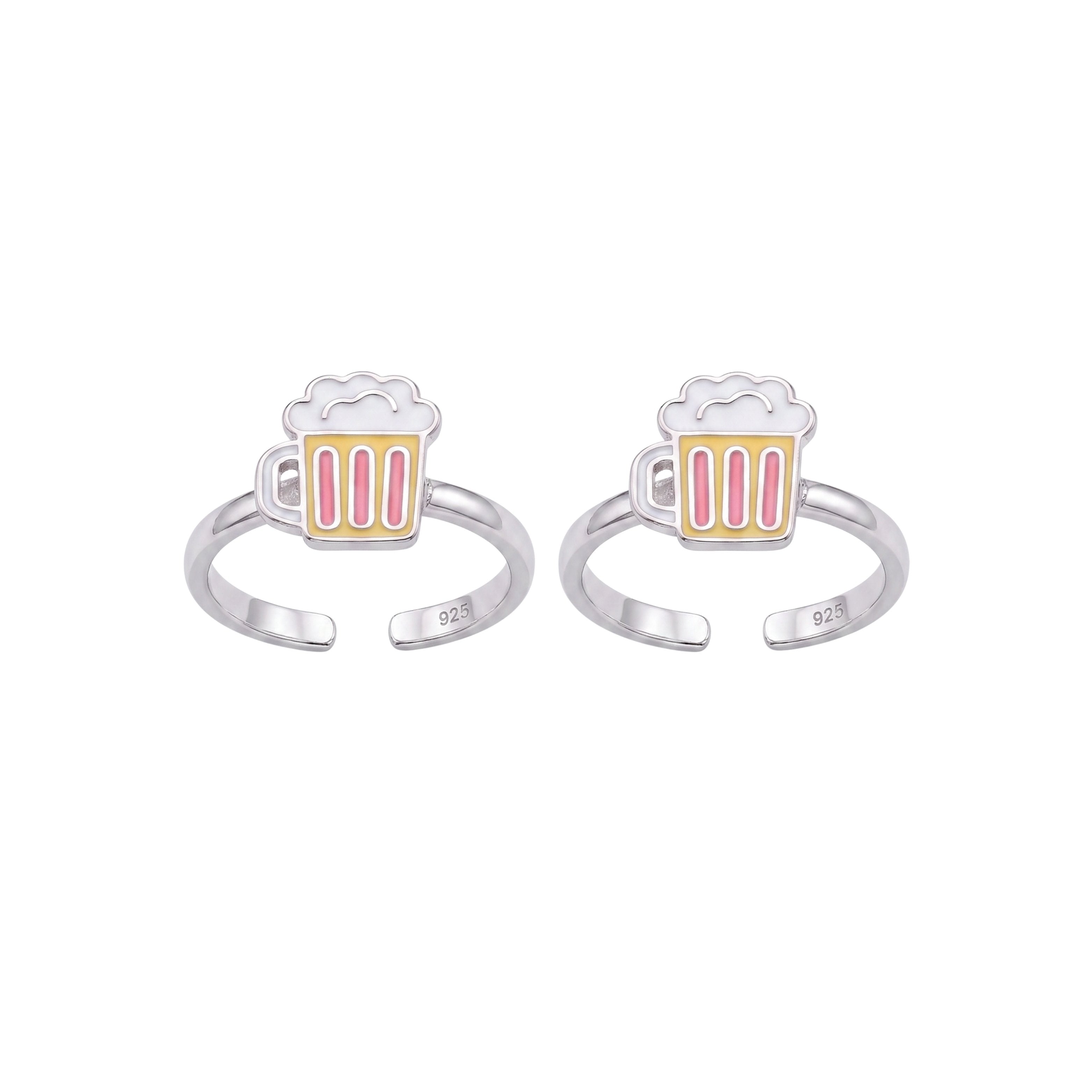 Silver Playful Beer Mug Toe Ring
