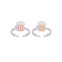 Silver Playful Beer Mug Toe Ring
