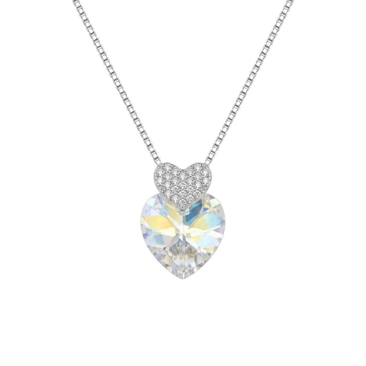 Silver Dual Heart Pave Pendant