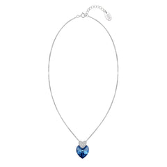 Silver Deep Blue Double Heart Pendant