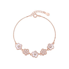 925 Silver Rose gold Flower Design Chain Bracelet