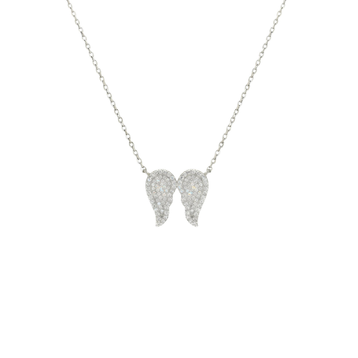 Silver Sparkling guardian angel wings chain pendant for her