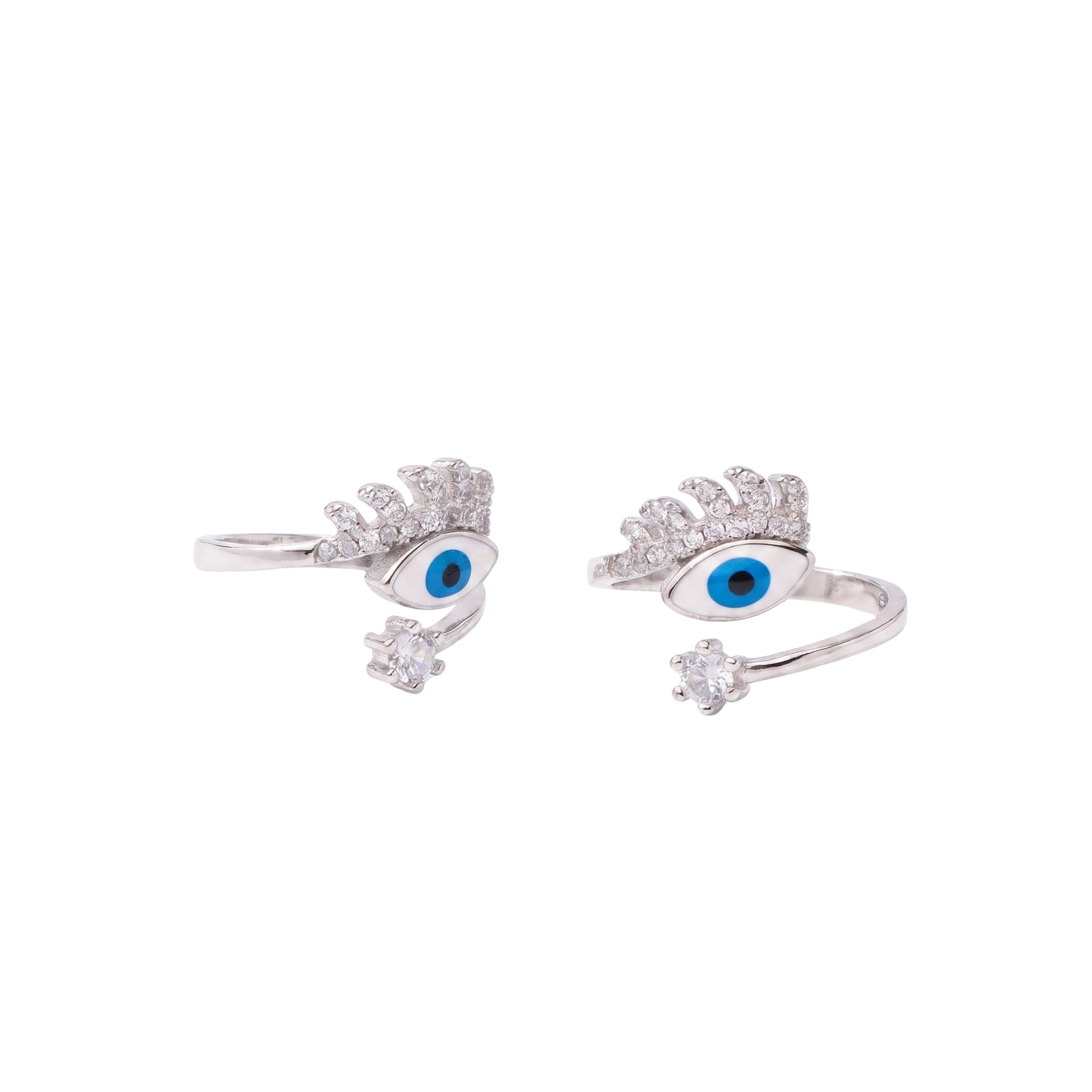 Silver Blue Evil Eye Protection Toe Ring