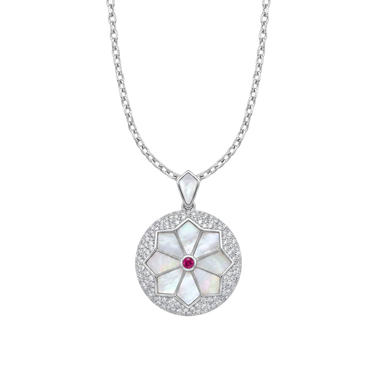 Silver Starburst Mother Of Pearl Pendant