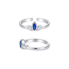 Silver Blue crown Toe ring