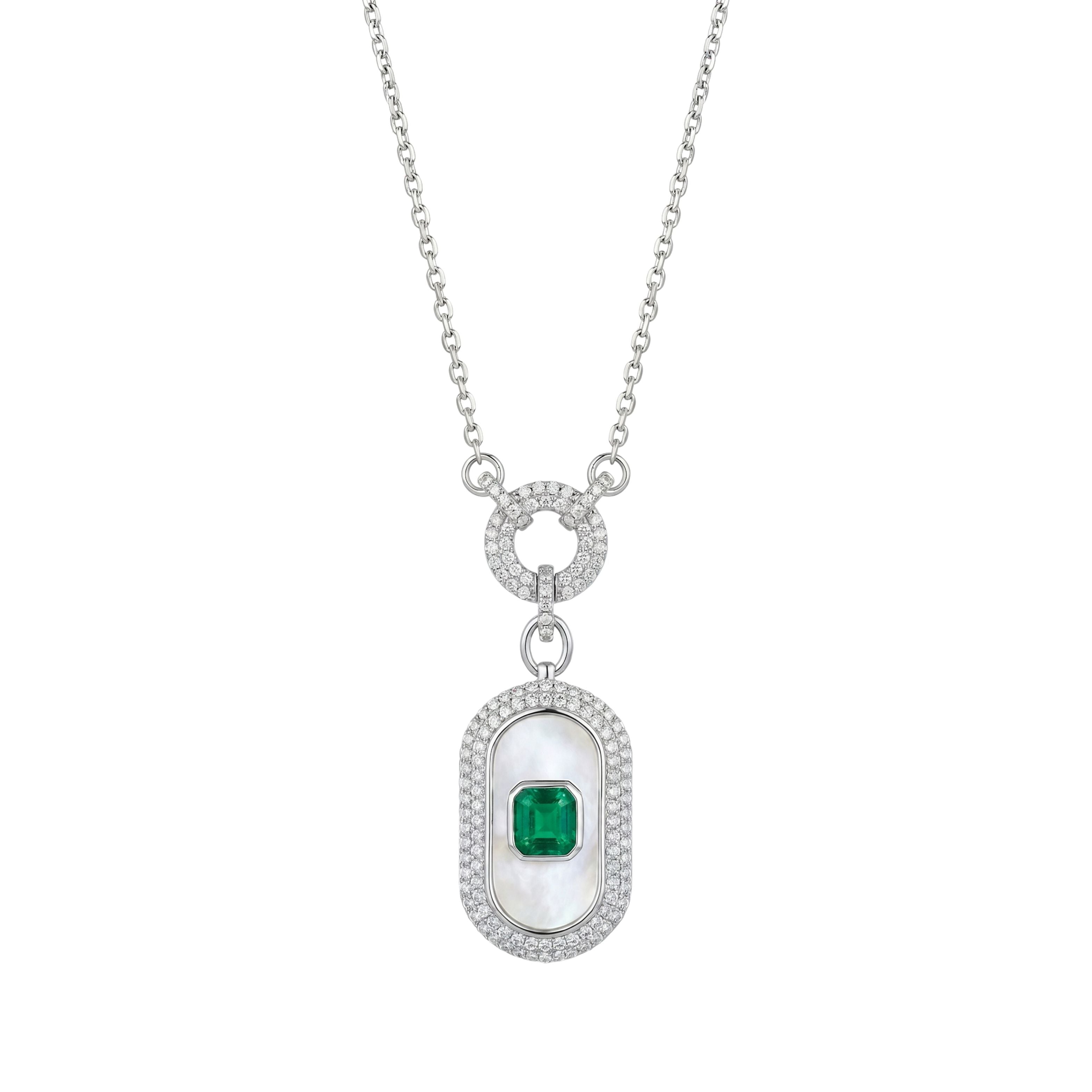 Silver Mother of Pearl Halo Pendant