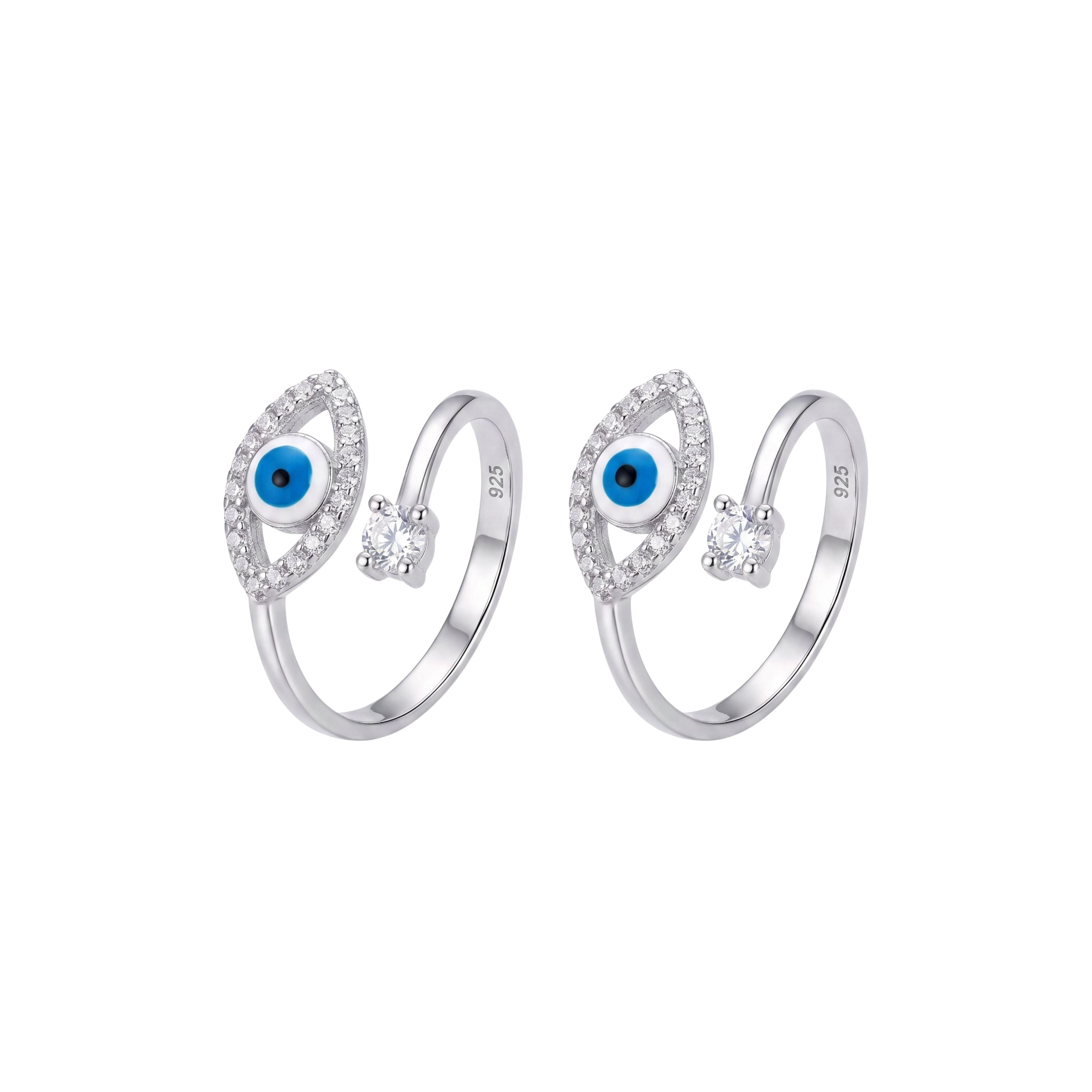 Silver Evil Eye & CZ Solitaire Toe Ring