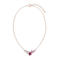 Silver Rose gold Floral Charm Necklace Chain pendant
