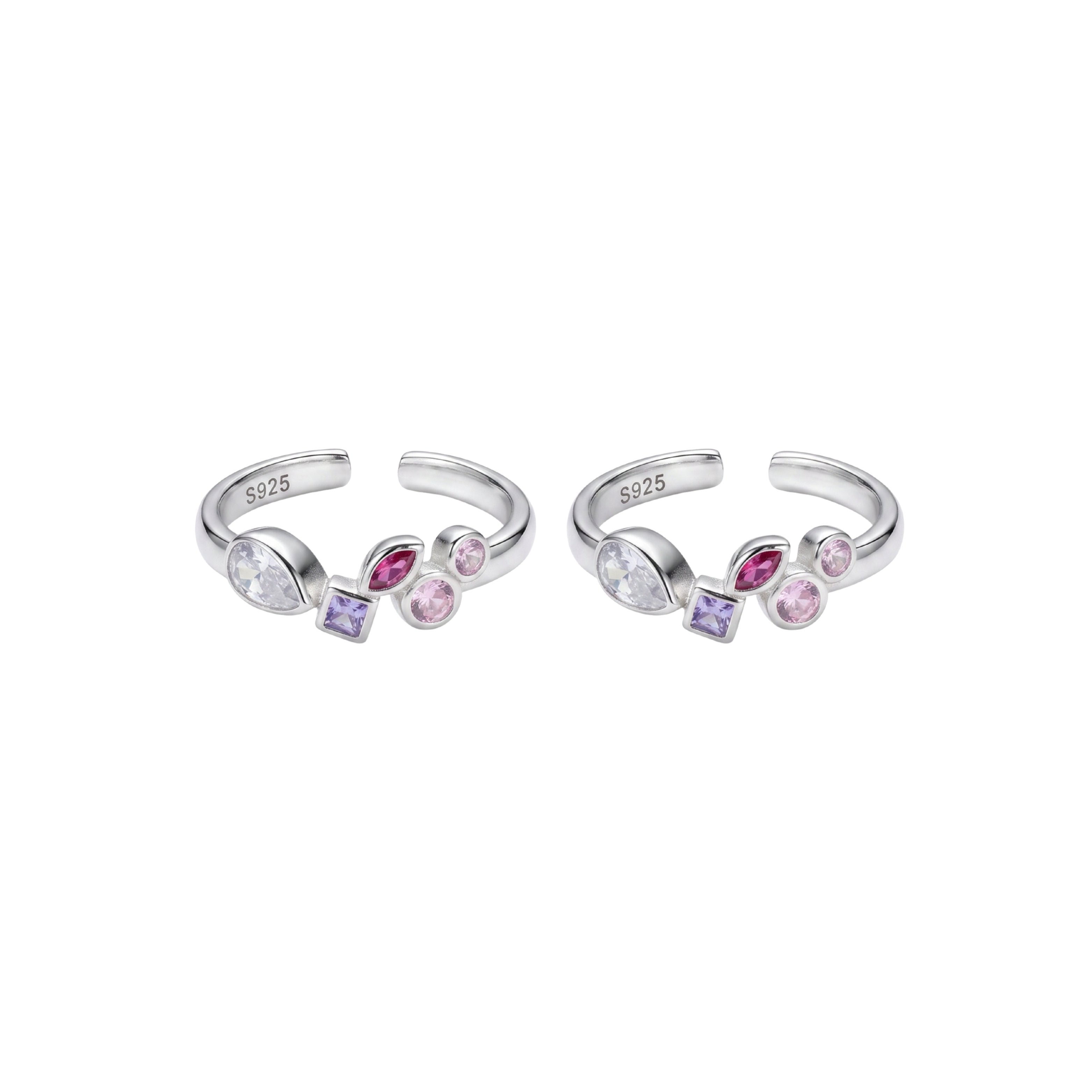 Silver Cluster Multi Stone Toe Ring