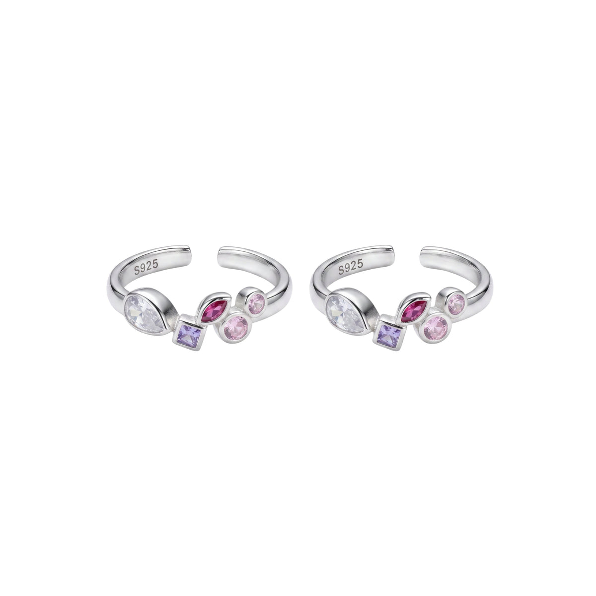 Silver Cluster Multi Stone Toe Ring