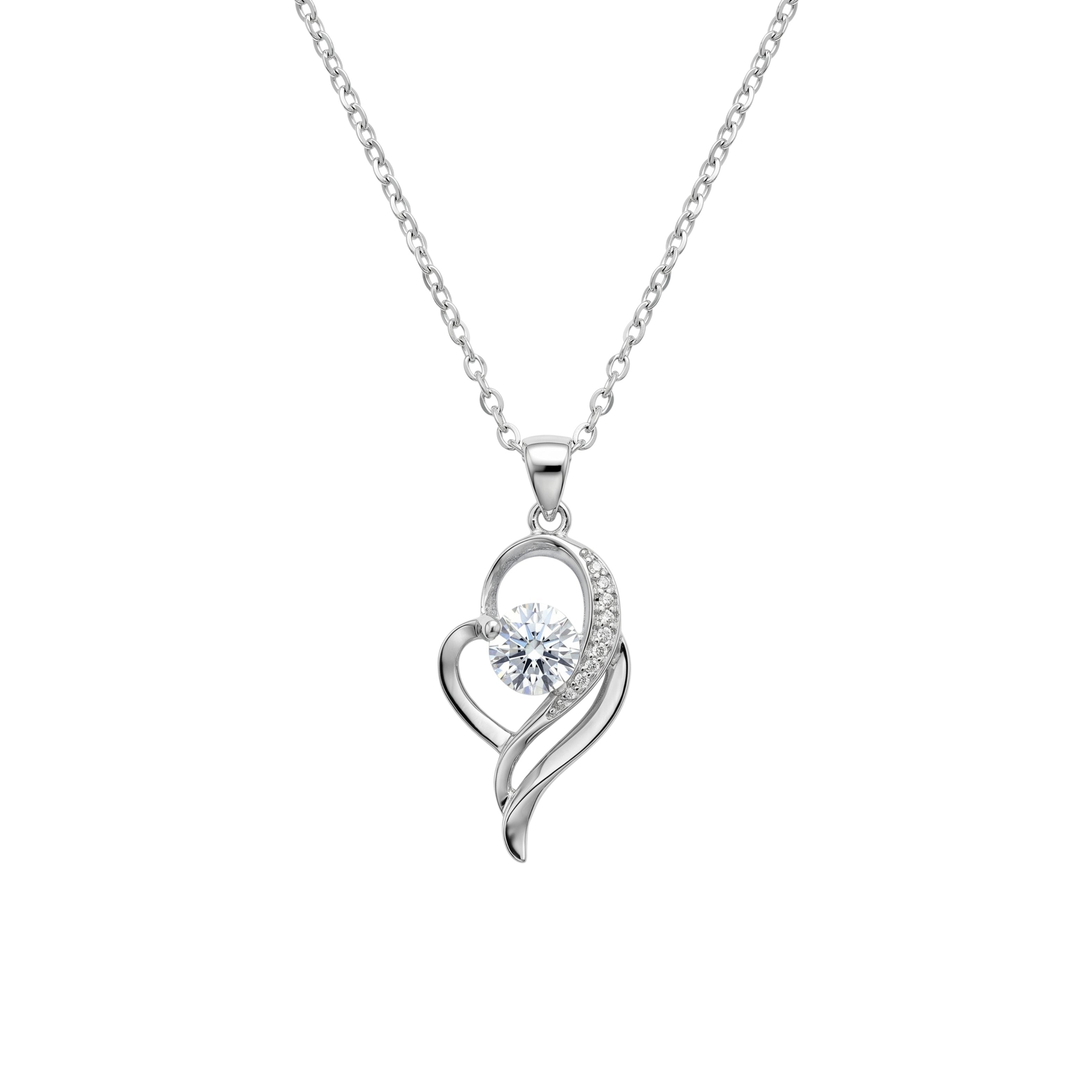 Silver Swirling heart Pendant necklace for her