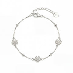 Silver Sparkling Snow Flake Charm Bracelet