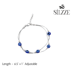 Silver Fancy Evil eye Double Chain Loose Bracelet