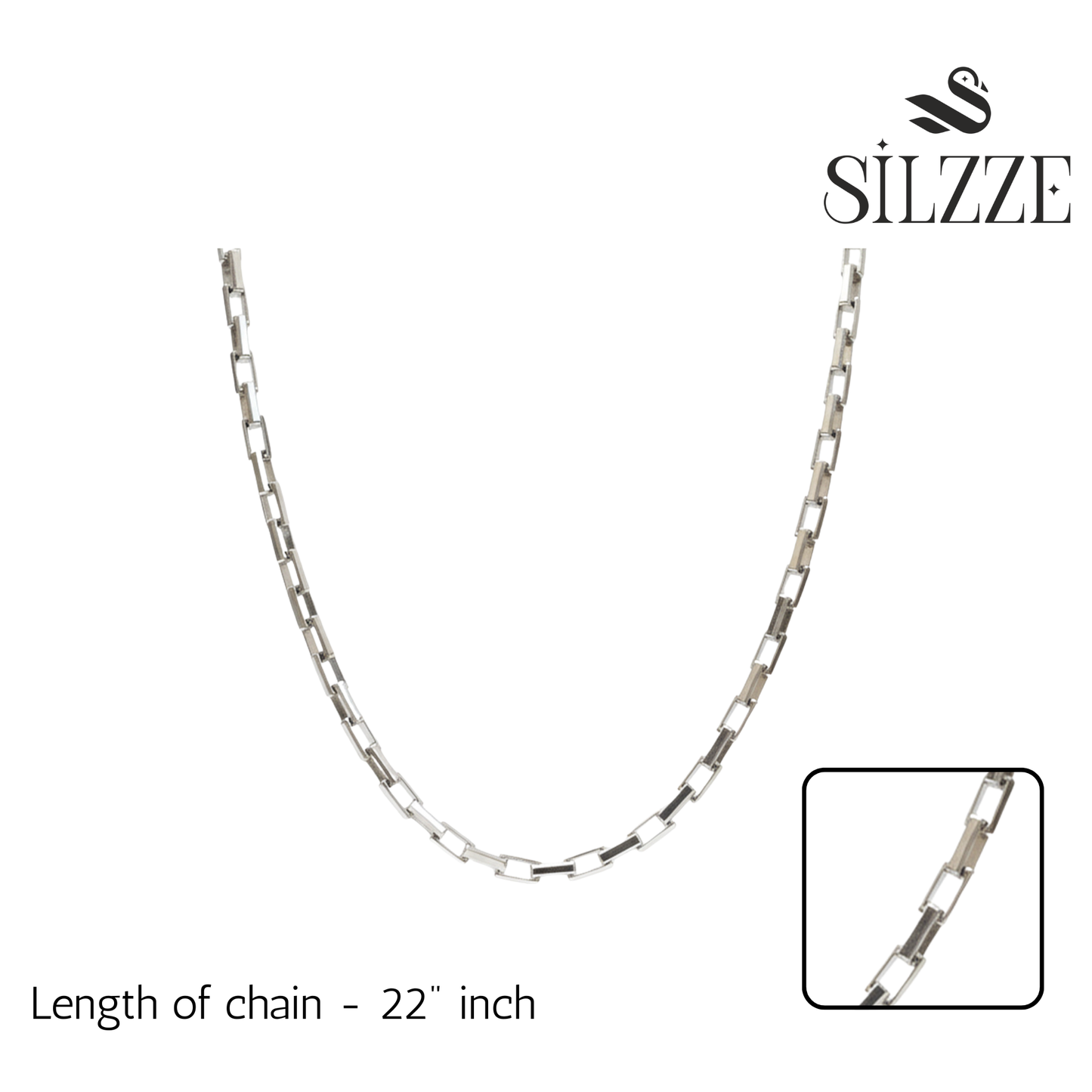 Silver Solid Link Chain For Him