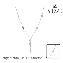 Silver Elegant Pearl Drop Lariat Chain For Her