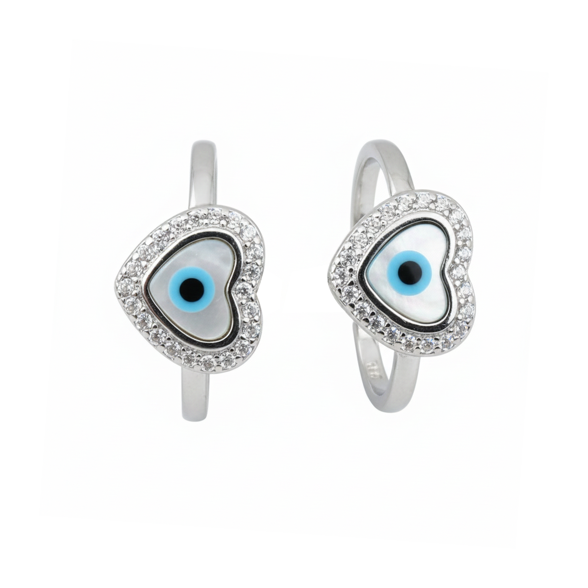 Silver Heart Evil Eye Adjustable Toe Ring