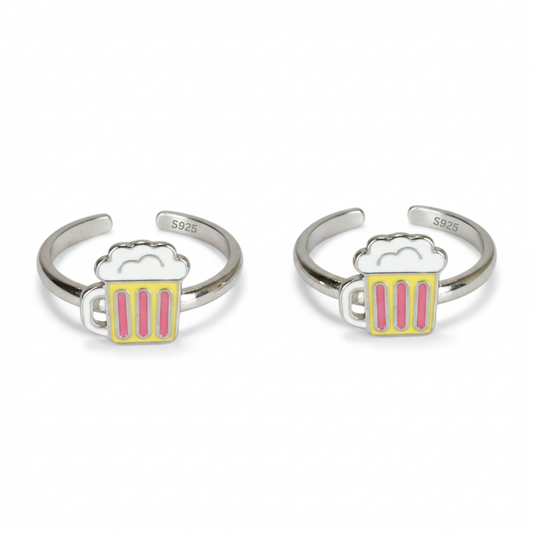 Silver Playful Beer Mug Toe Ring