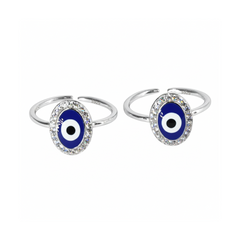 Silver Blue Evil Eye Sterling Silver Toe Ring