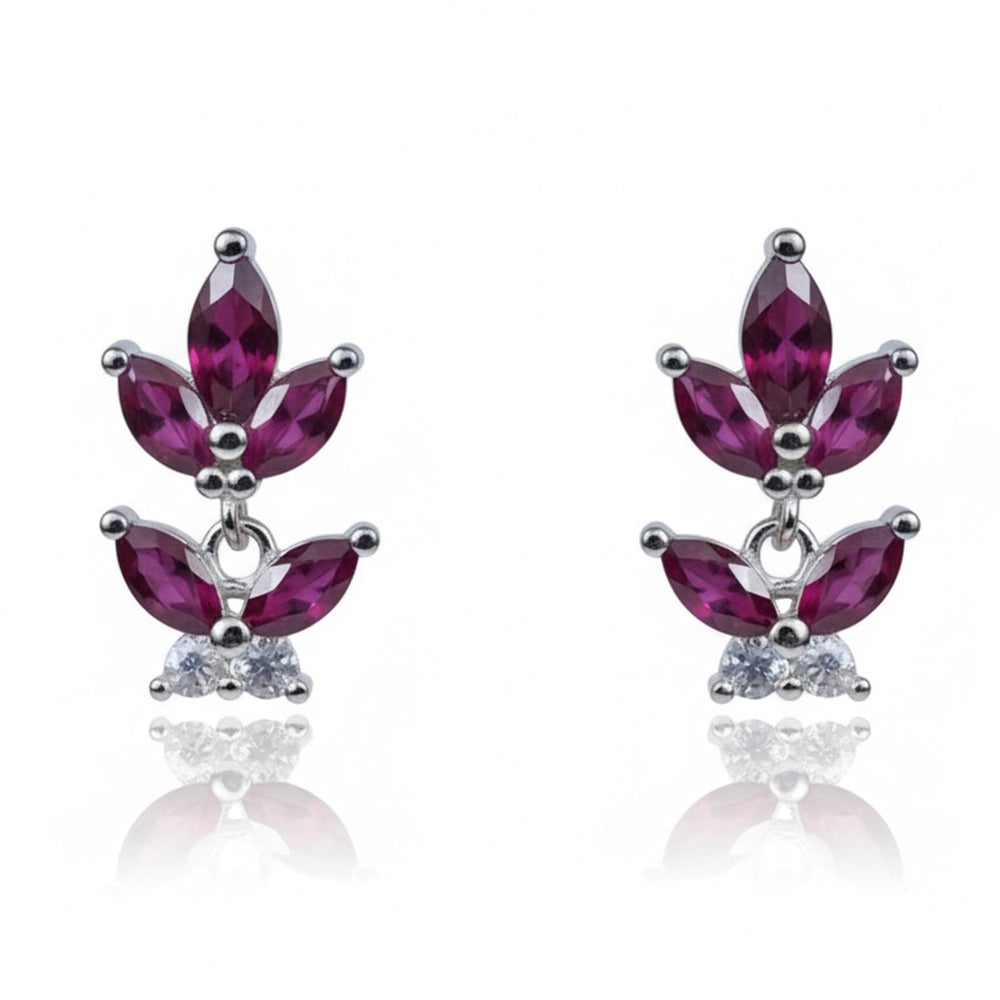 Silver Pink Floral Pendant Set