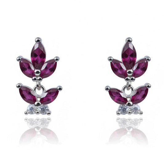 Silver Pink Floral Pendant Set