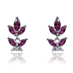 Silver Pink Floral Pendant Set