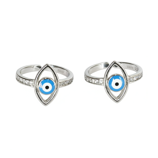 Silver Dainty Evil Eye Toe Ring