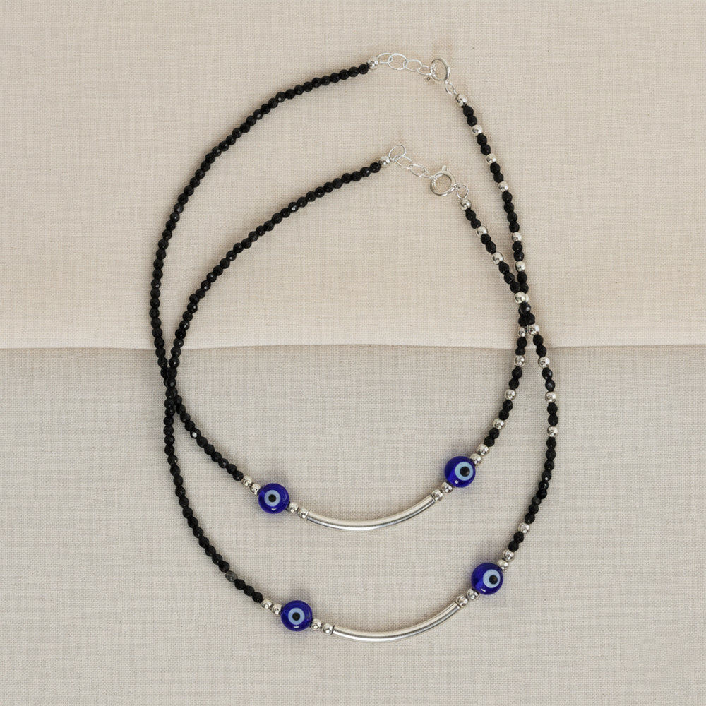 Silver Modern & Trendy Evil eye silver bar Anklets for her