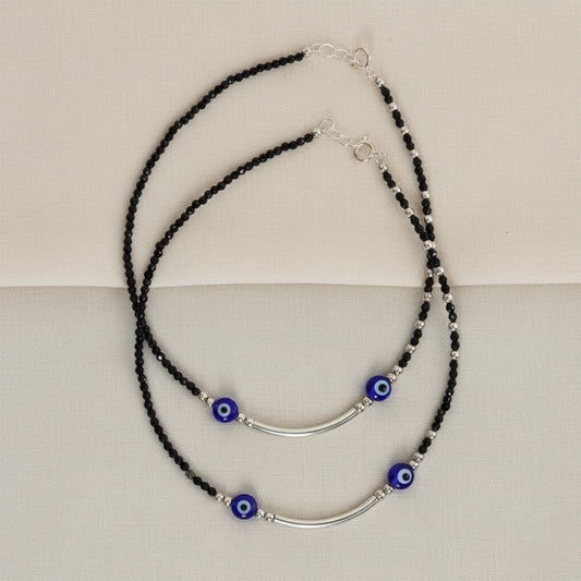 Silver Modern & Trendy Evil eye silver bar Anklets for her