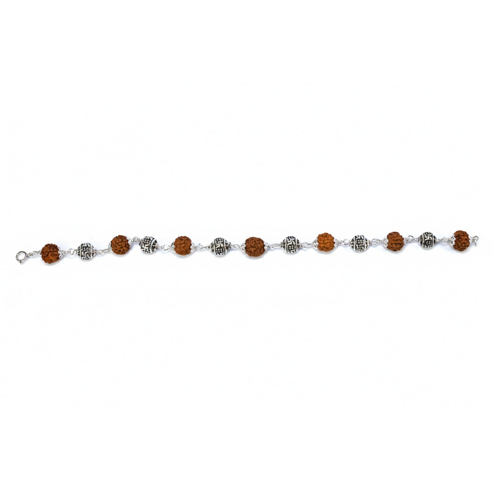 Silver Swastik Symbol Rudraksh chain Bracelet
