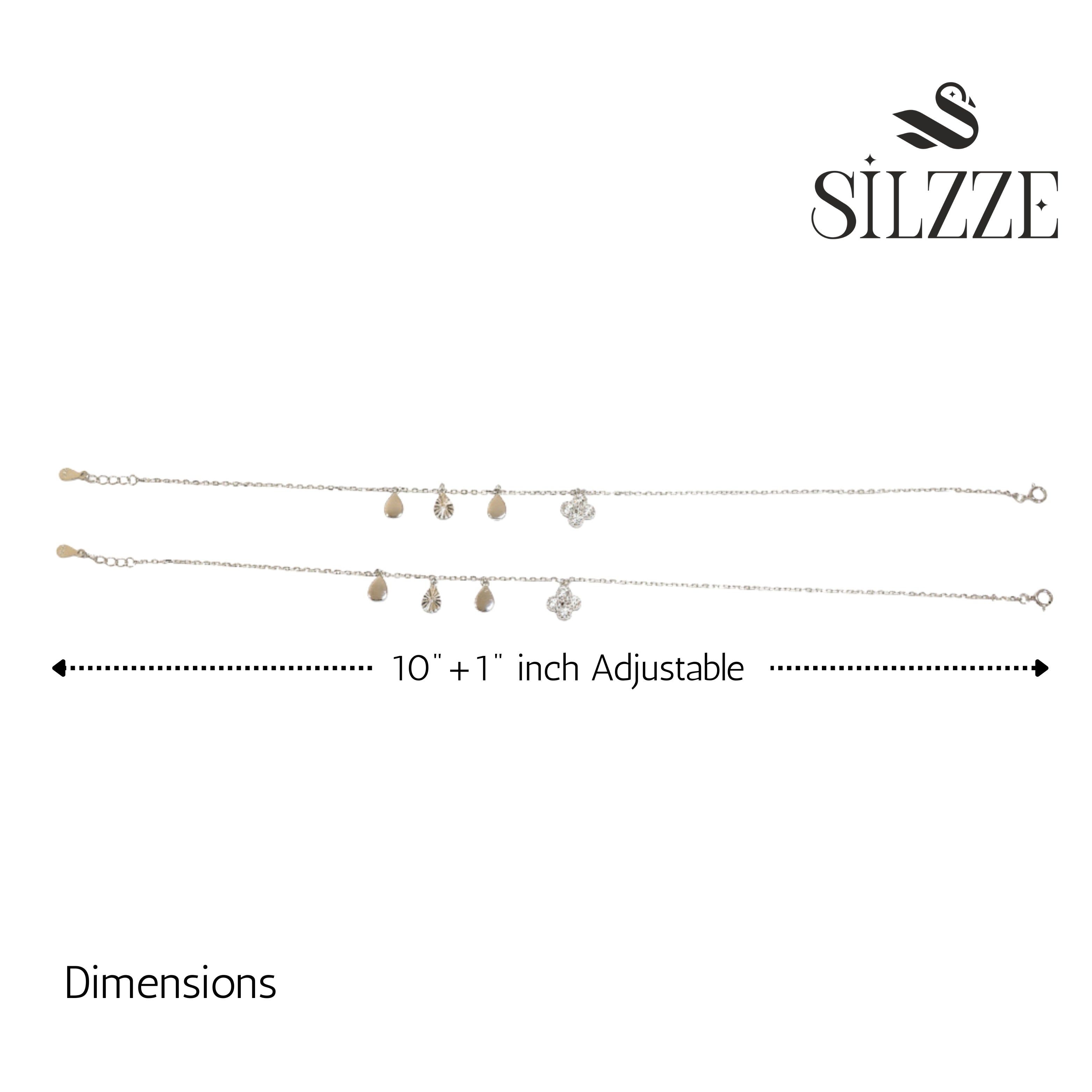 925 Silver Clover Aesthetic & Elegant Charms Anklet for her