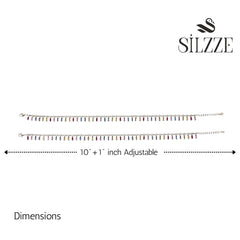 925 Silver Rainbow radiance Multi-Colored Baguette Anklet Set for her