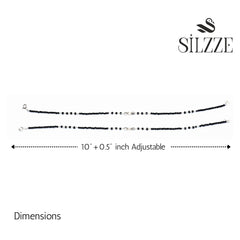 Silver Textured Modern Black beads anklets For her