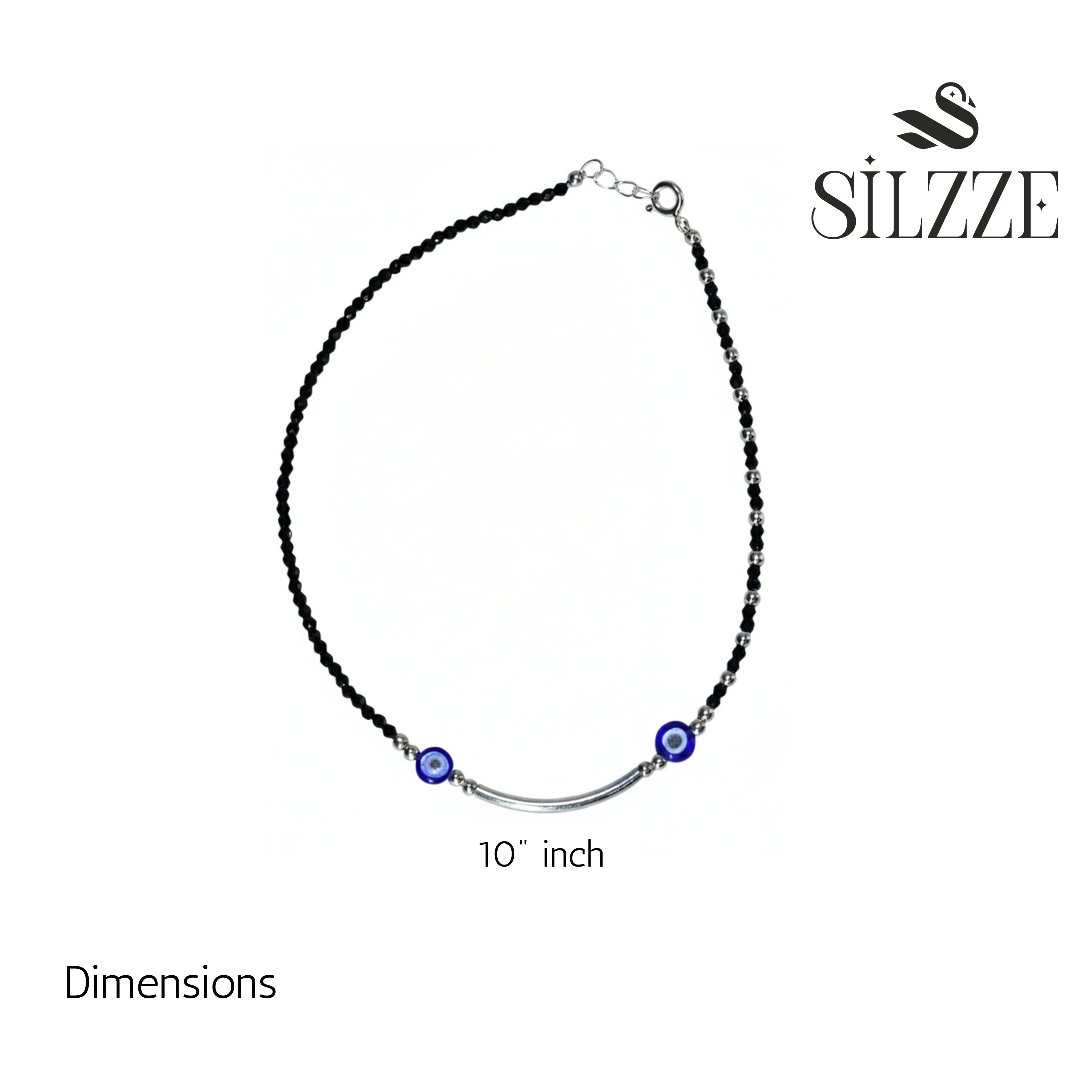 Silver Modern & Trendy Evil eye silver bar Anklets for her
