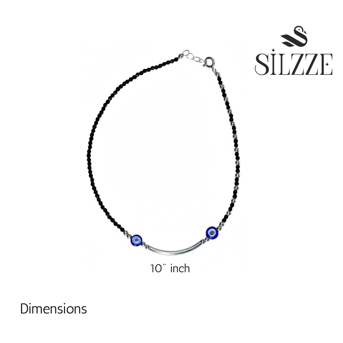 Silver Modern & Trendy Evil eye silver bar Anklets for her
