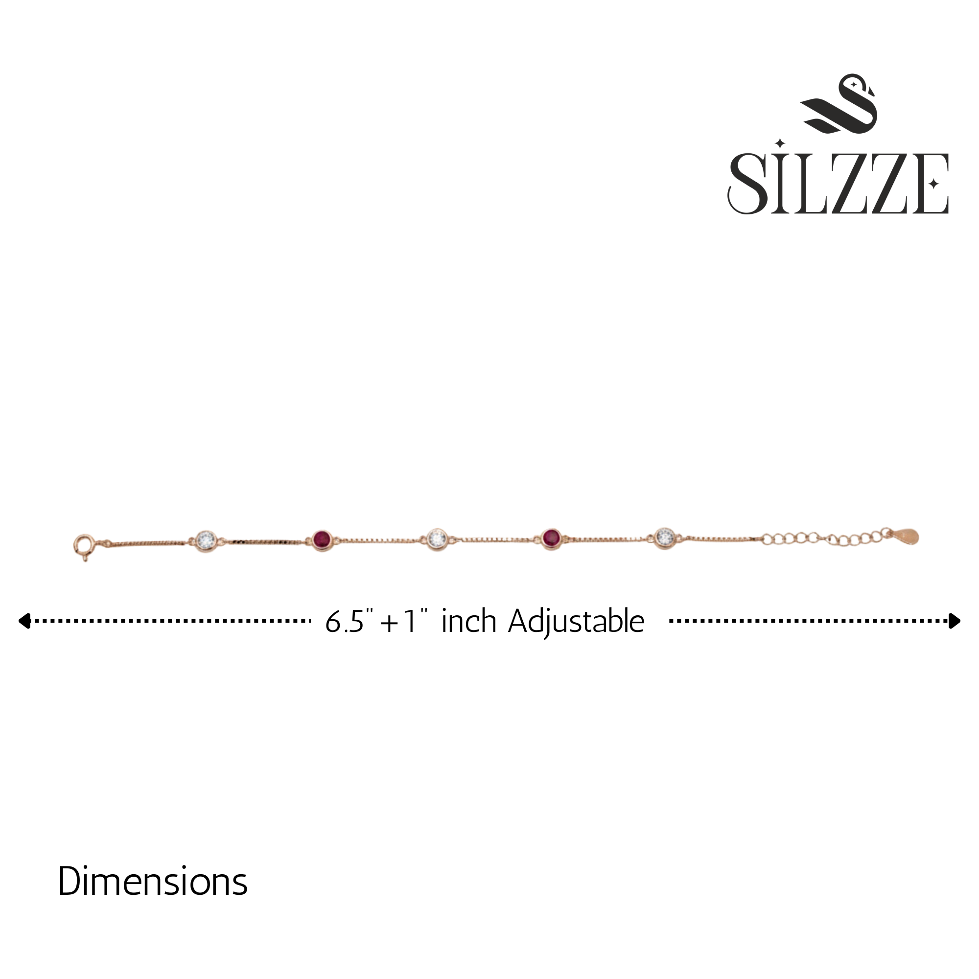 Rose gold Ruby and CZ Chain Bracelet for her