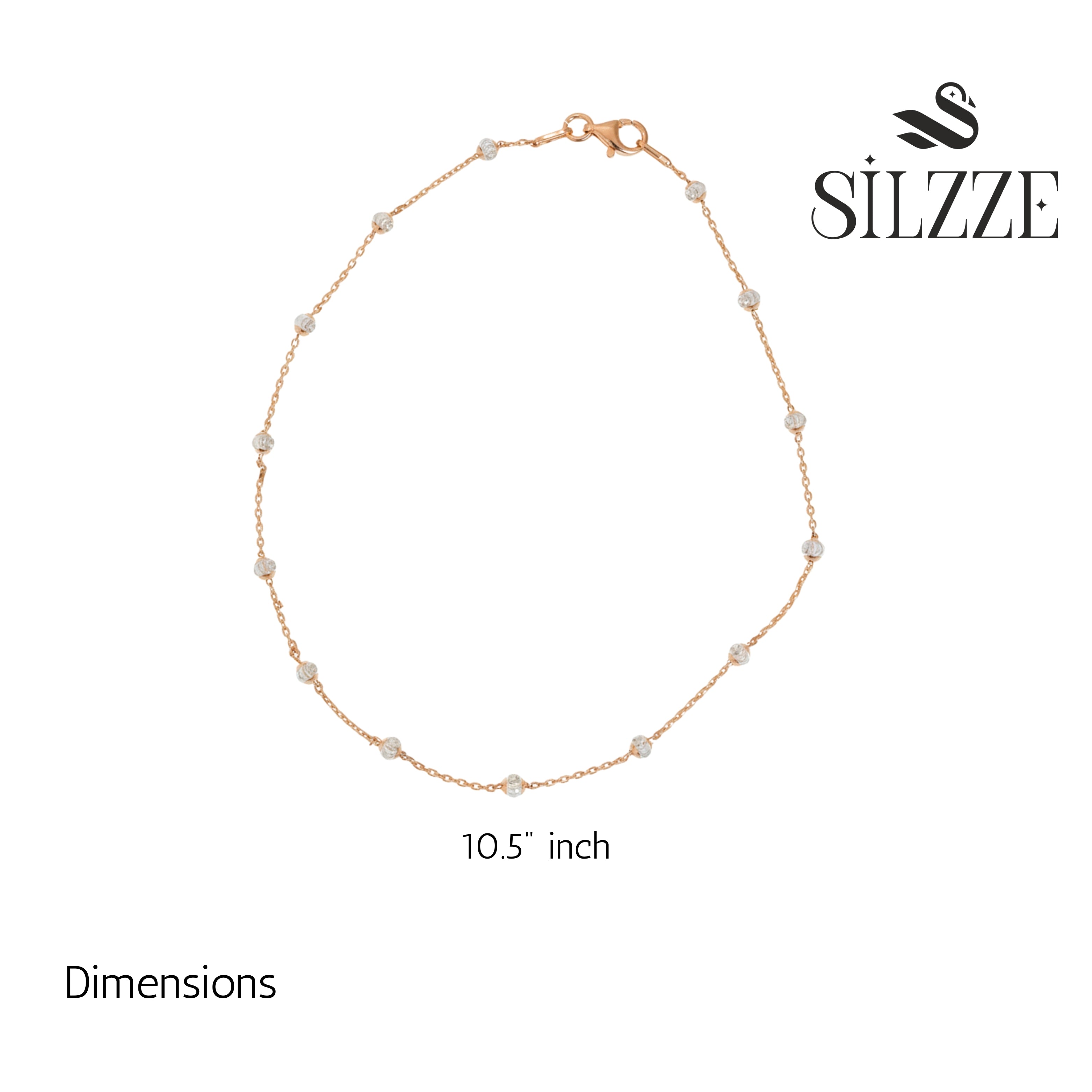 Rose gold with cut design balls anklet for her