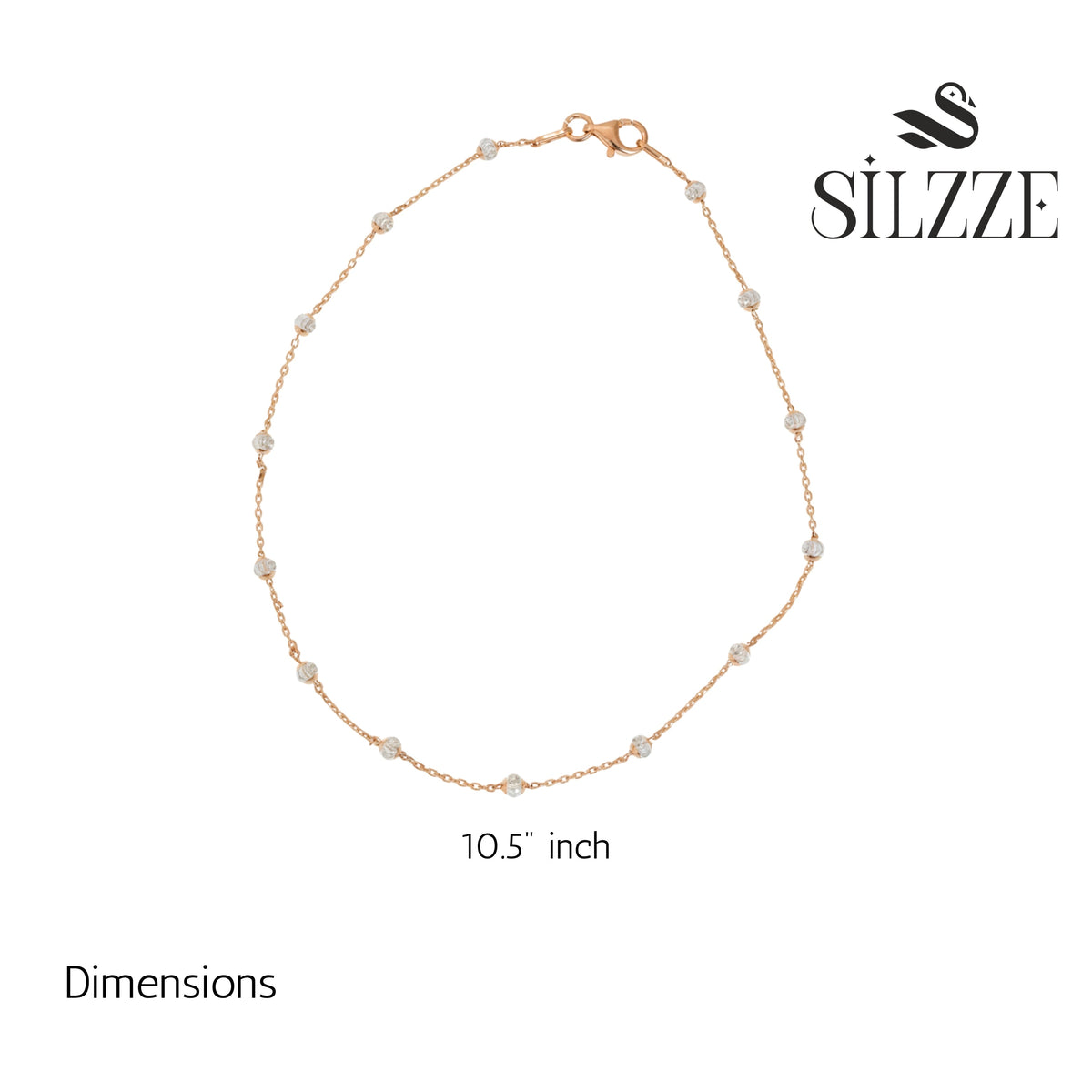 Rose gold with cut design balls anklet for her