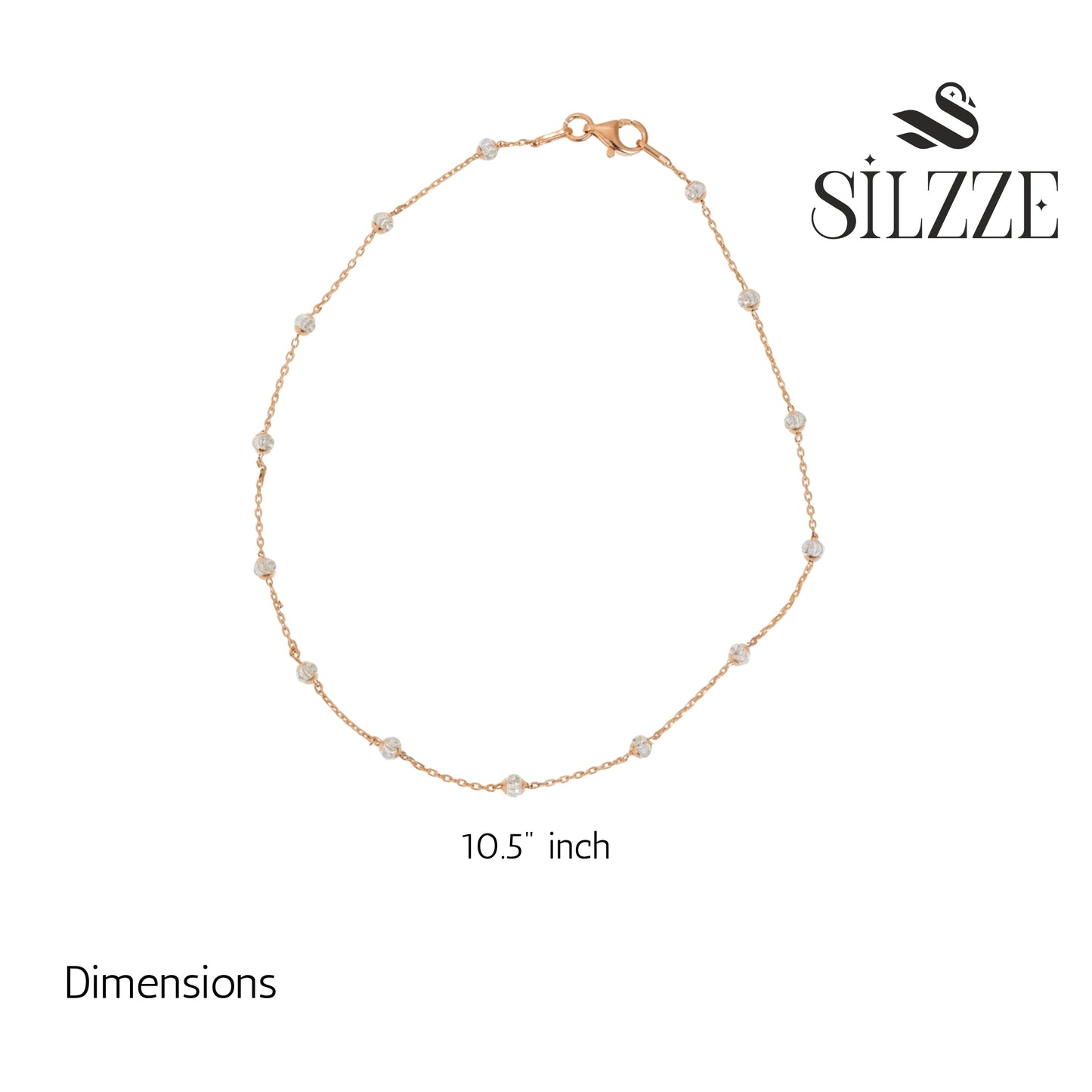 Rose gold with cut design balls anklet for her