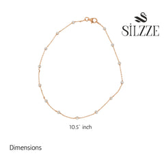 Rose gold with cut design balls anklet for her