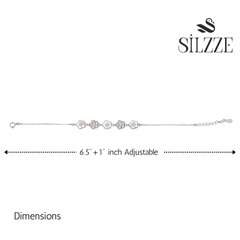 Silver Cute Flower Design Chain Bracelet With MOP & CZ Diamonds